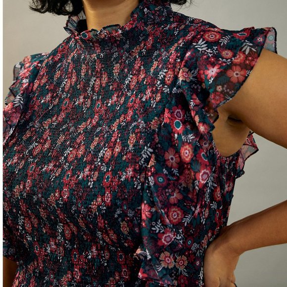 ⭐️ Katya Ruffled Floral Peasant Hipster Deco Hipster Hippie Farm Boho Chic Dress - Picture 6 of 8